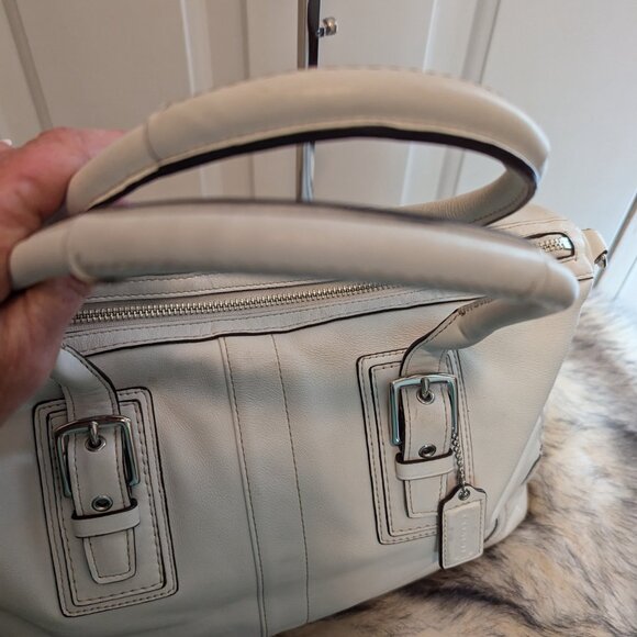 Coach Hampton -F13811 White Leather Satchel - Picture 12 of 15